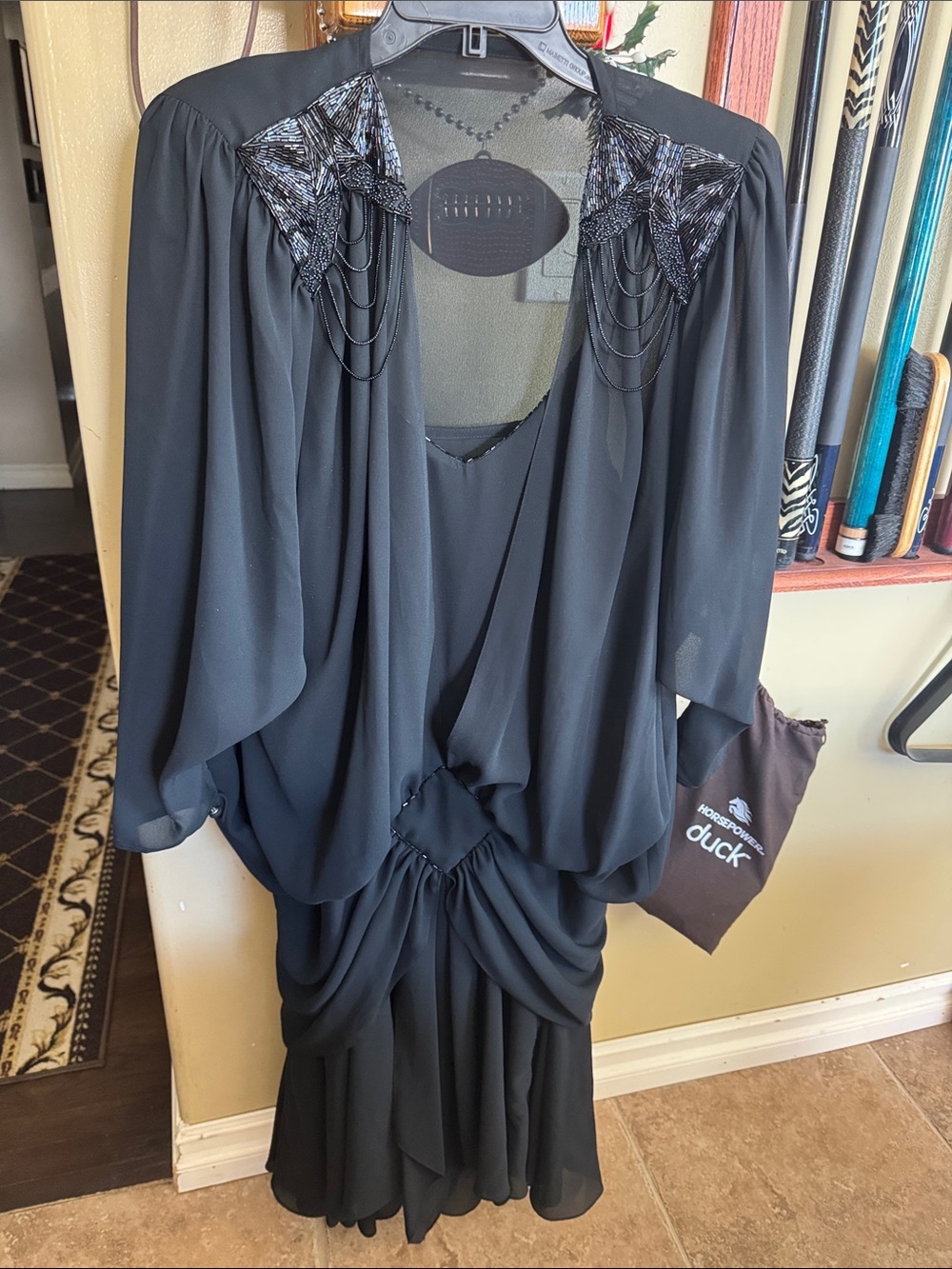Beaded black evening dress